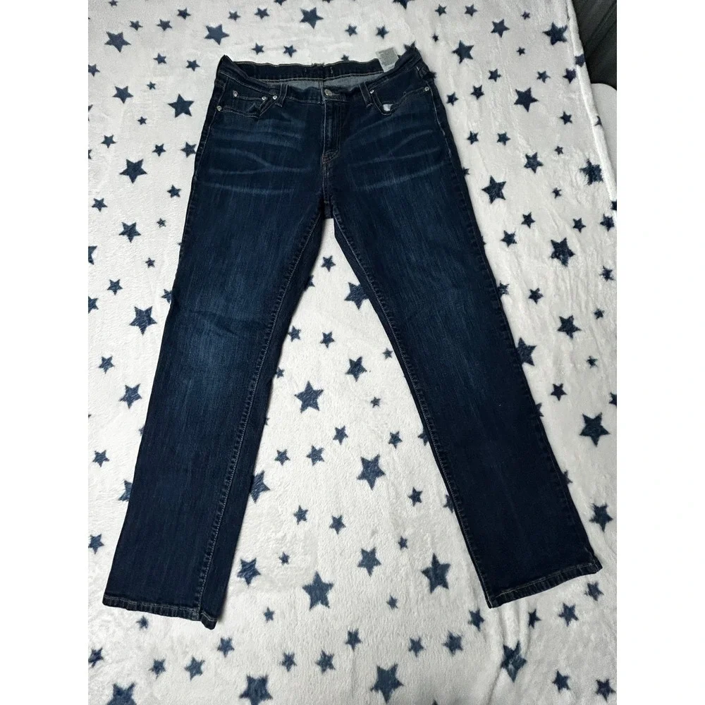 Levi's 514 Mens 33x32 Blue Straight Fit Stretch Denim Jeans Dark Wash
